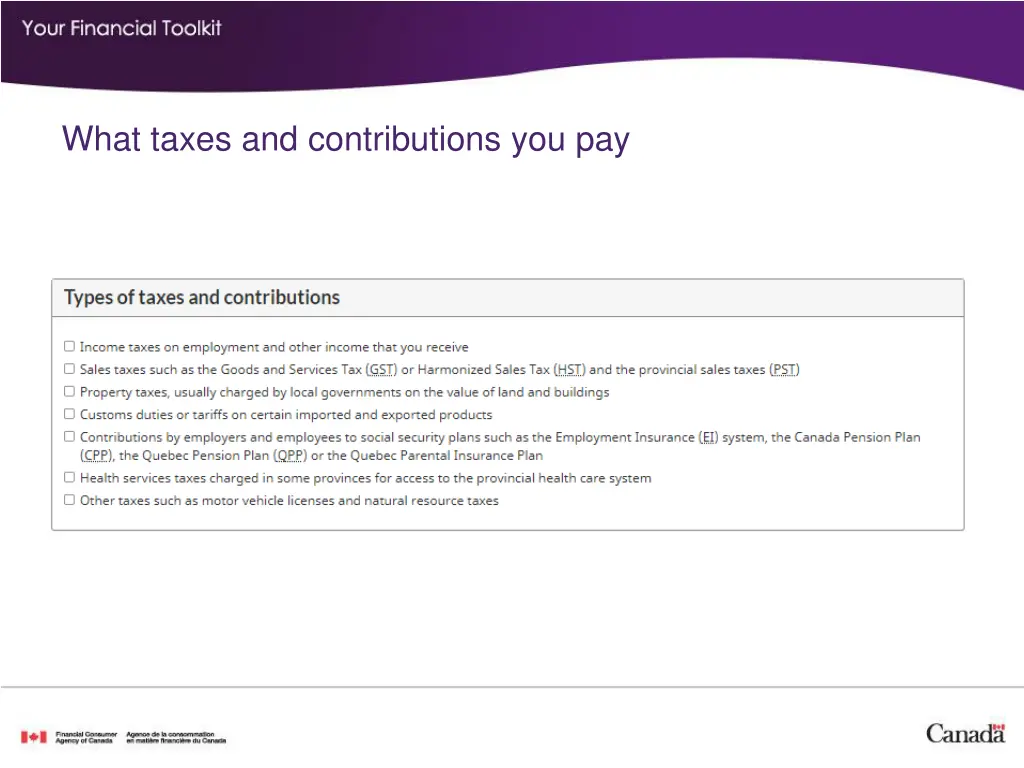 what taxes and contributions you pay