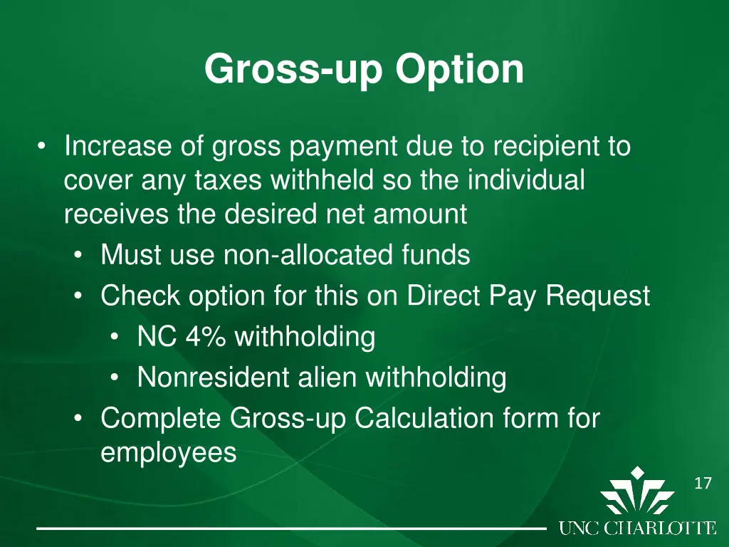 gross up option