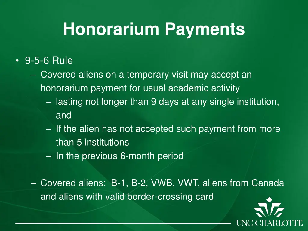 honorarium payments