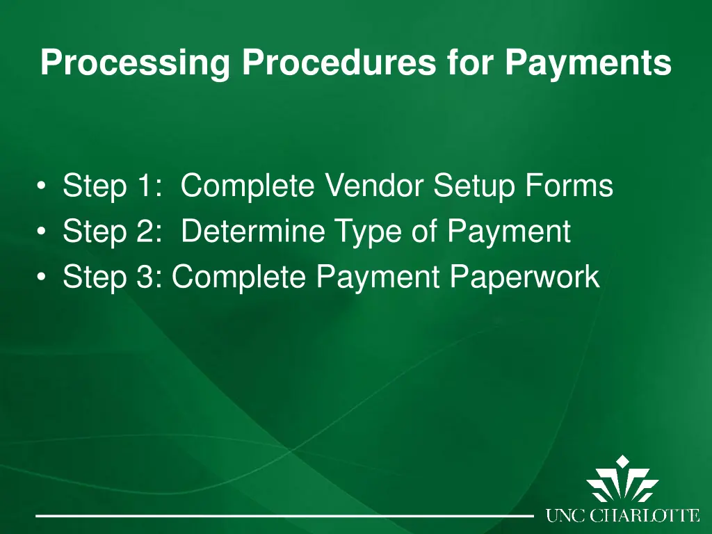 processing procedures for payments