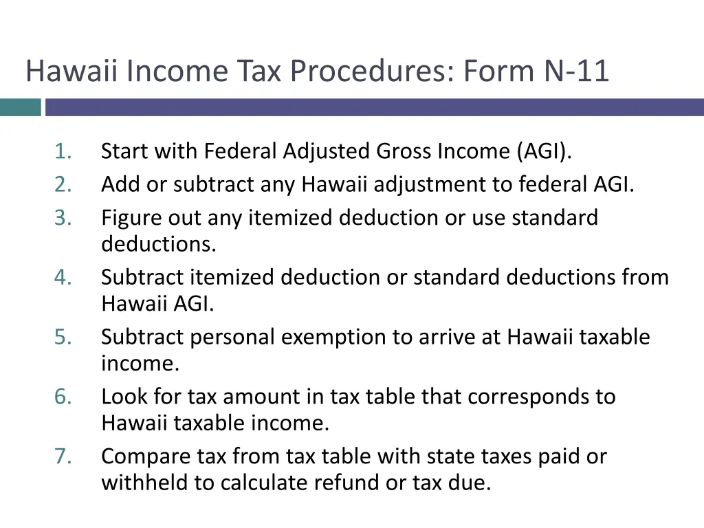 hawaii income tax procedures form n 11