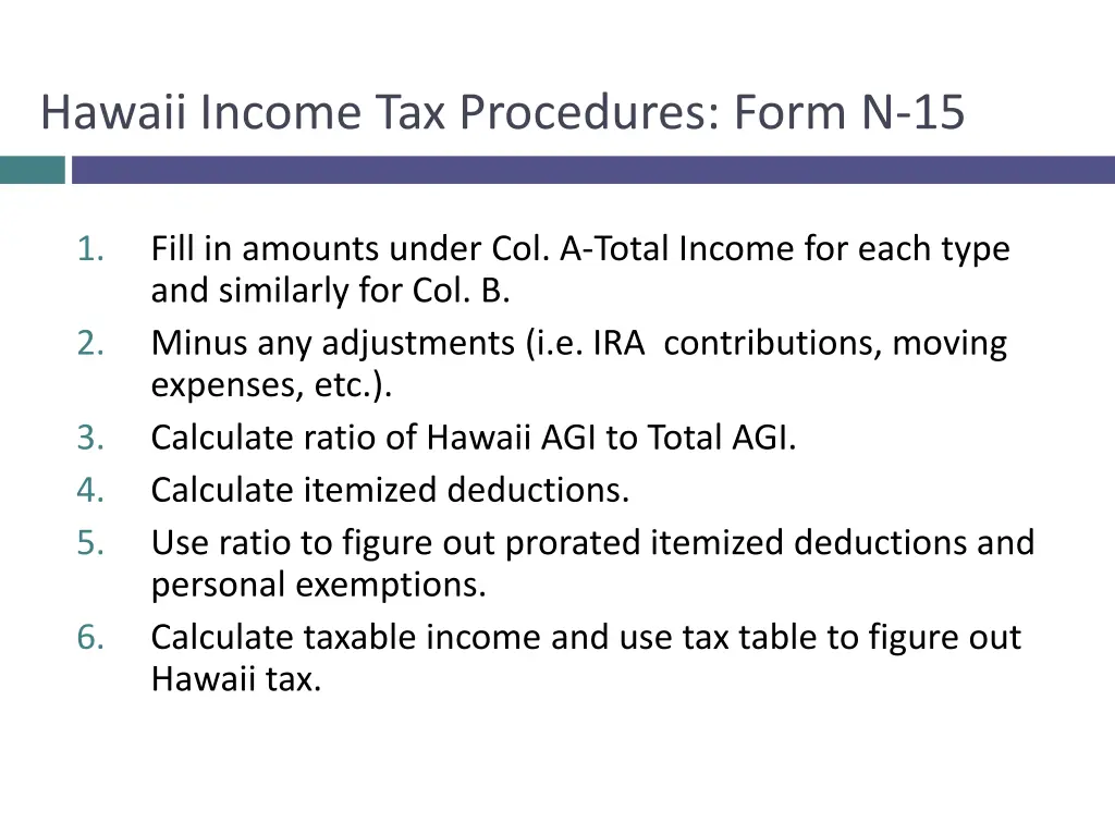 hawaii income tax procedures form n 15