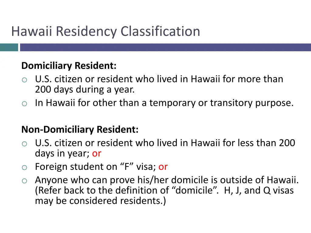 hawaii residency classification