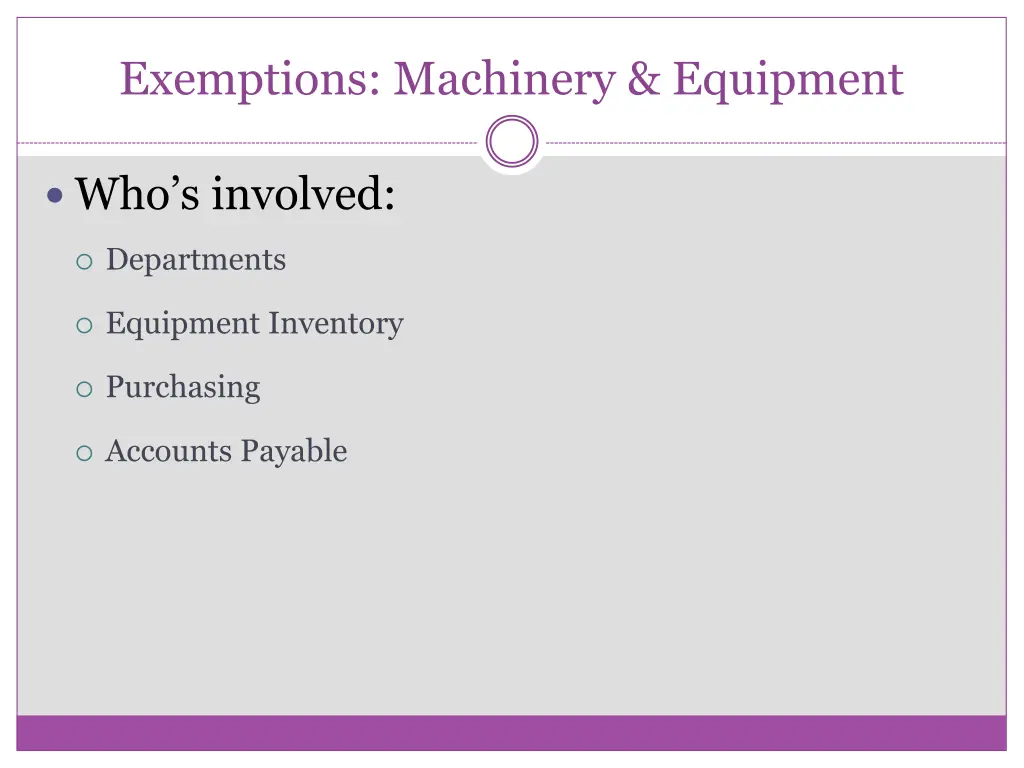 exemptions machinery equipment