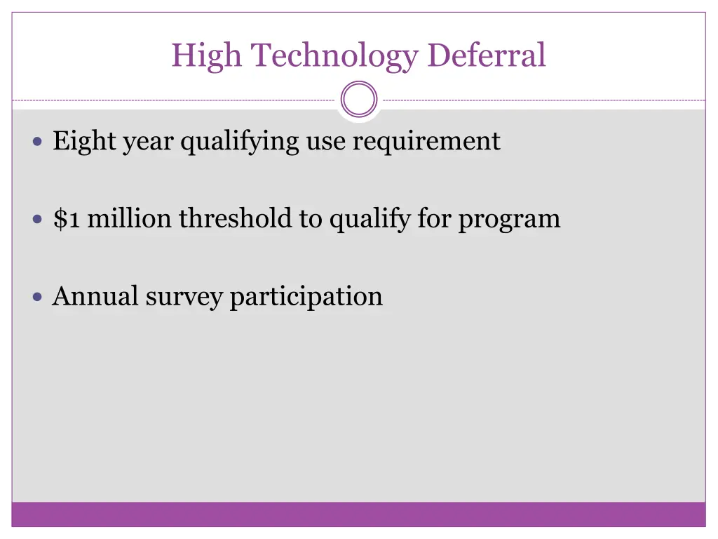 high technology deferral 1