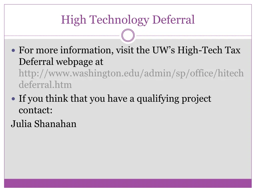 high technology deferral 2