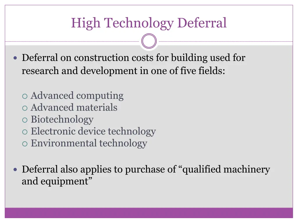 high technology deferral