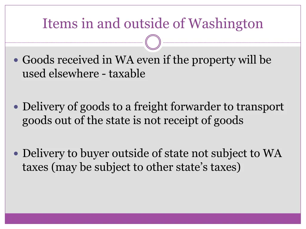 items in and outside of washington