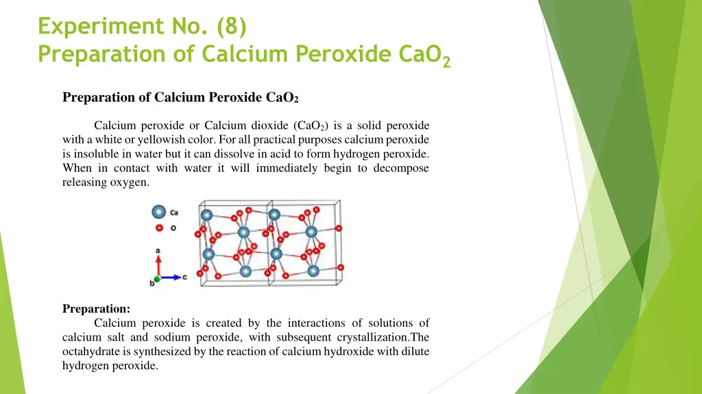 experiment no 8 preparation of calcium peroxide