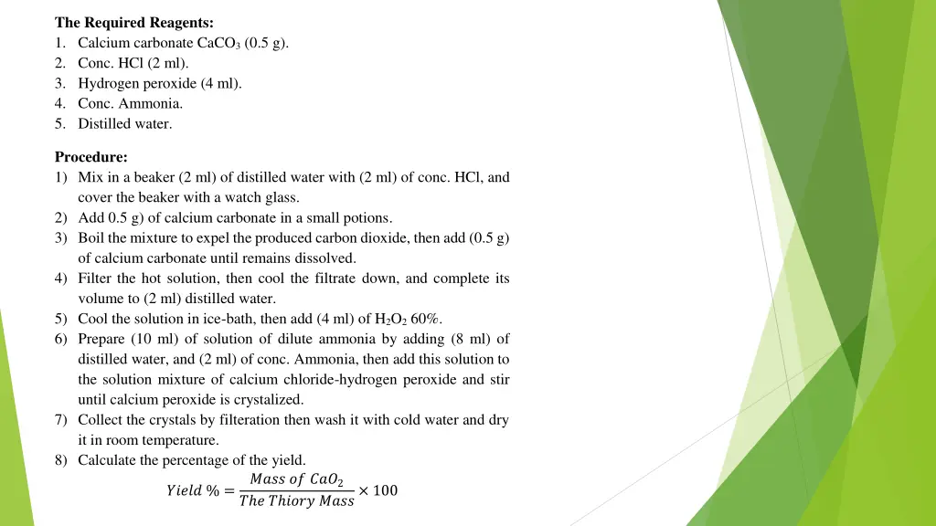 the required reagents 1 calcium carbonate caco