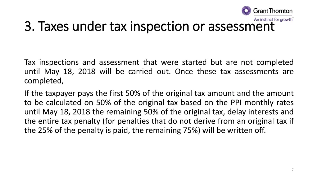 3 taxes under tax inspection or asses 3 taxes