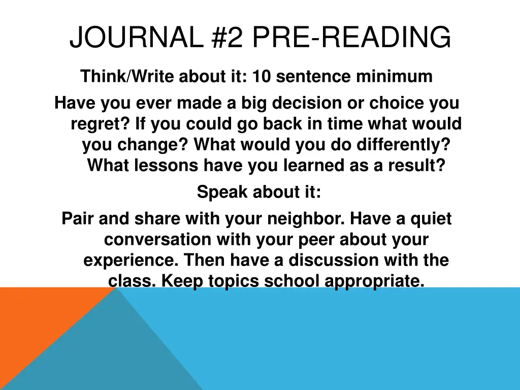 journal 2 pre reading