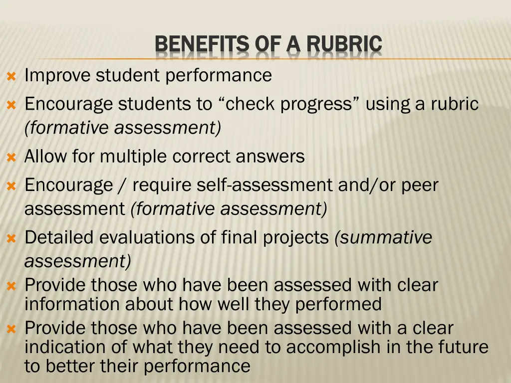 benefits of a rubric benefits of a rubric