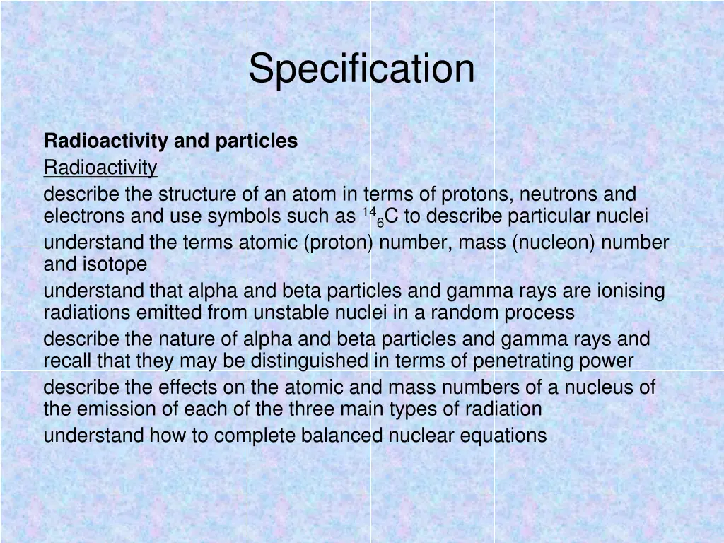 specification