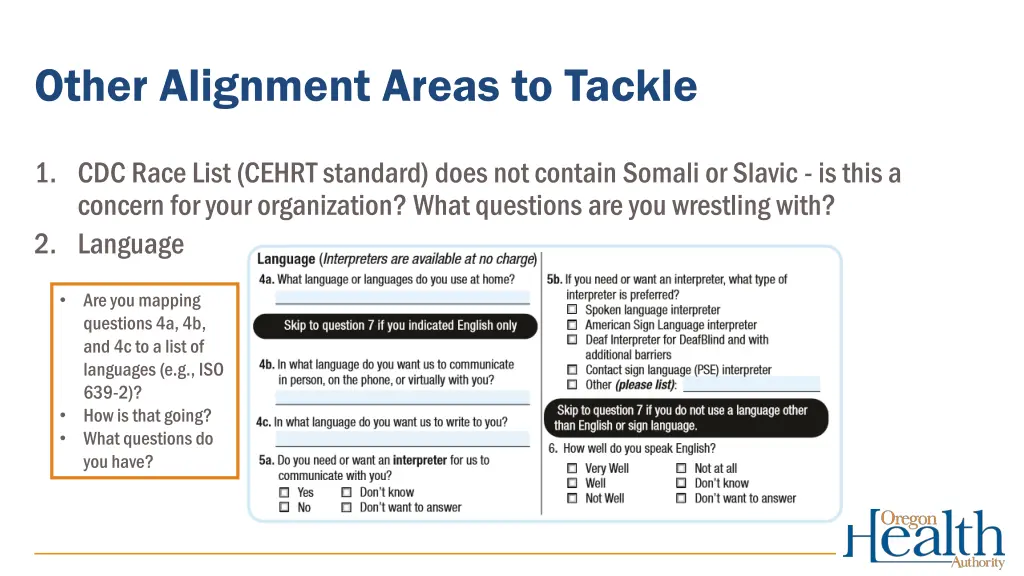 other alignment areas to tackle