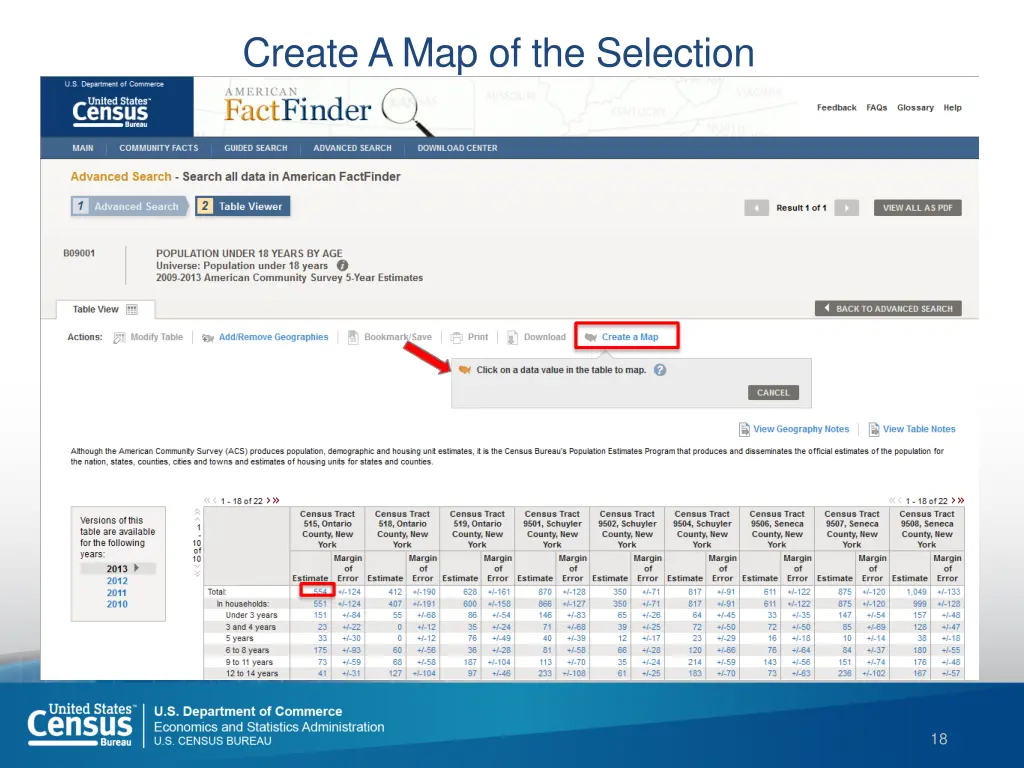 create a map of the selection