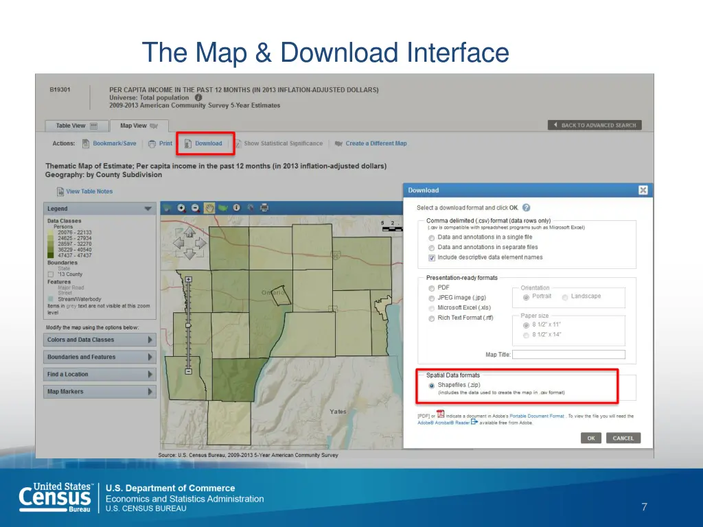 the map download interface