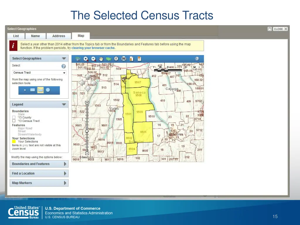 the selected census tracts