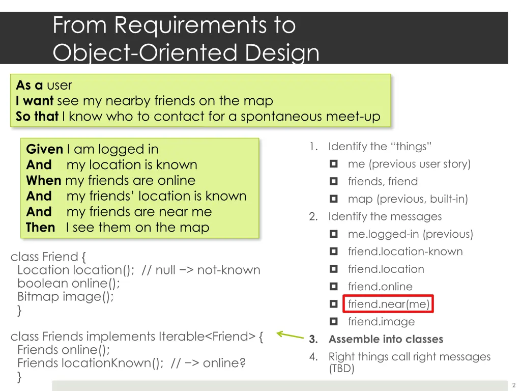 from requirements to object oriented design