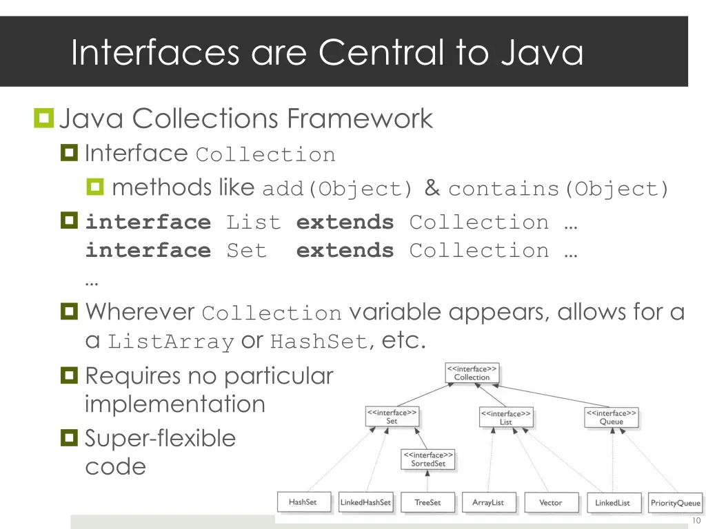 interfaces are central to java