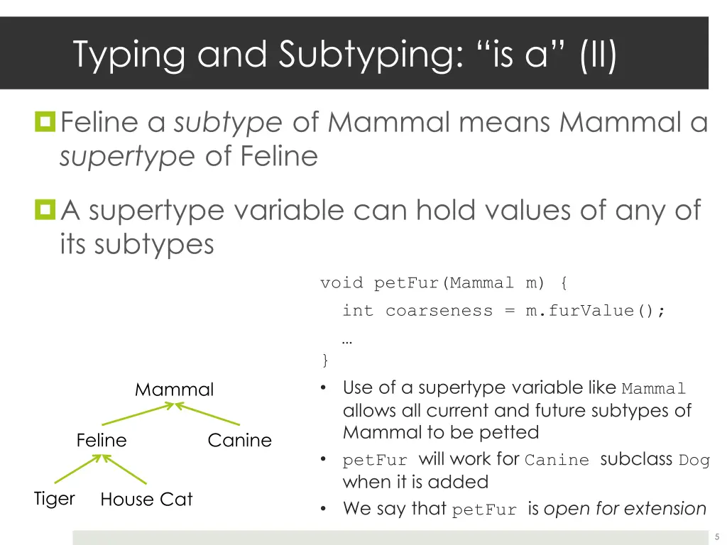 typing and subtyping is a ii