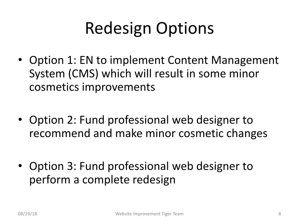 redesign options