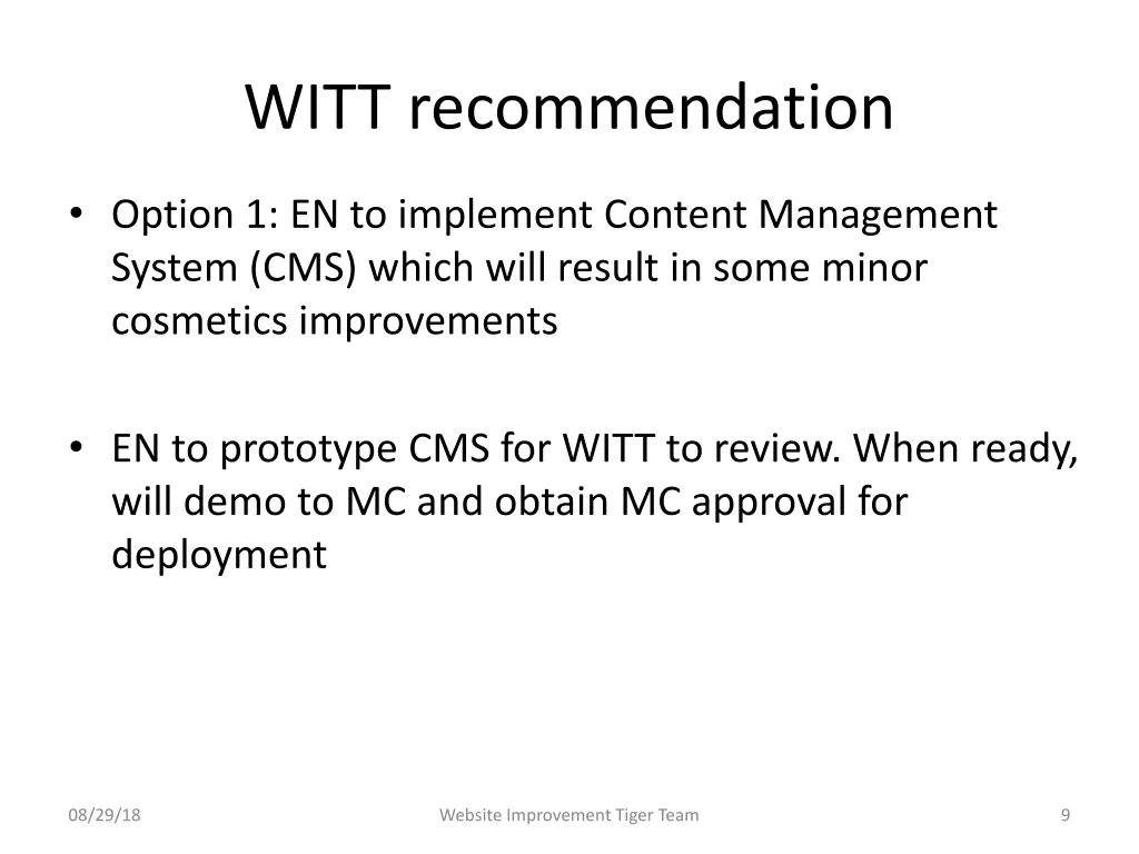 witt recommendation