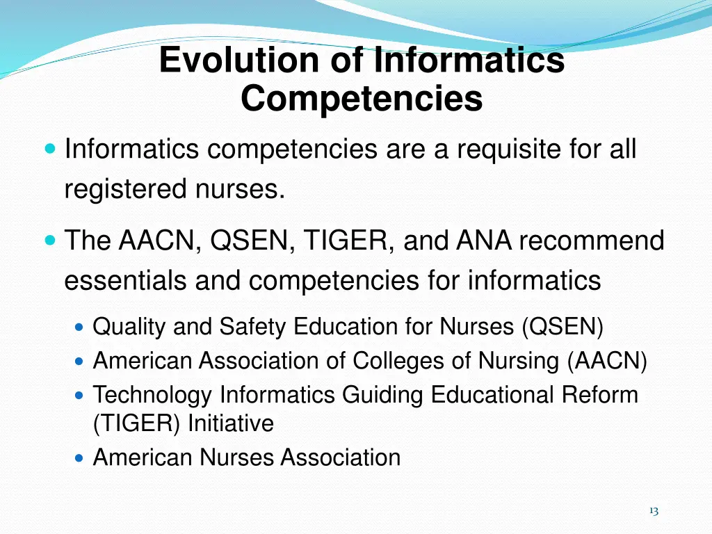 evolution of informatics competencies