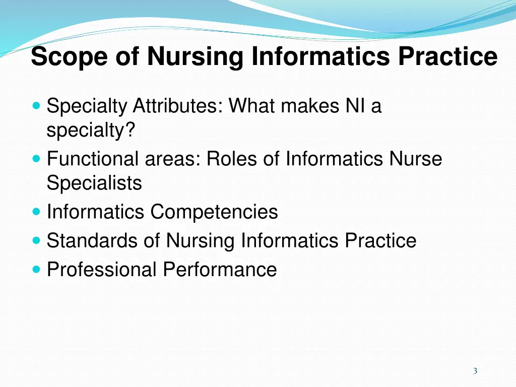 scope of nursing informatics practice