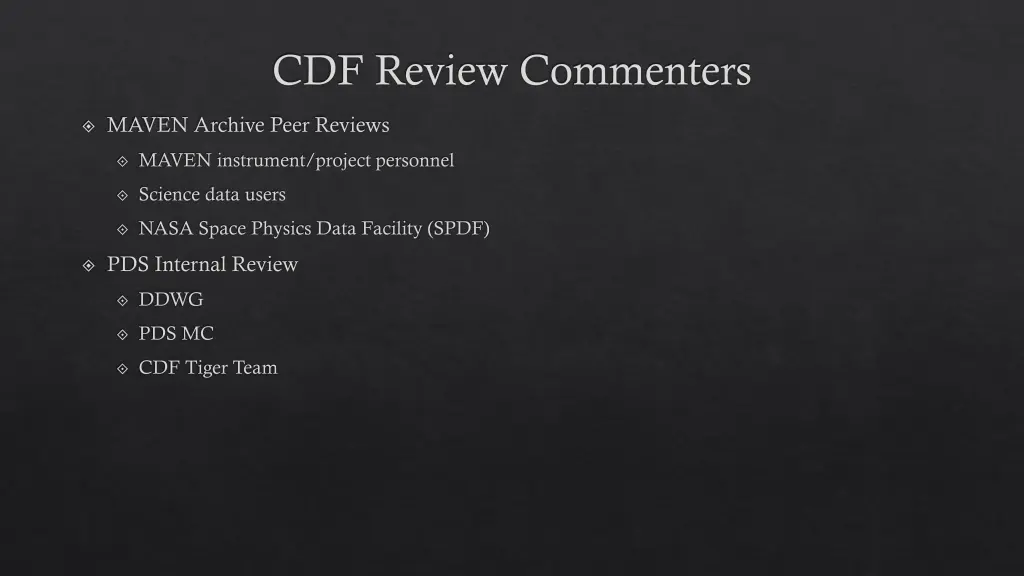 cdf review commenters