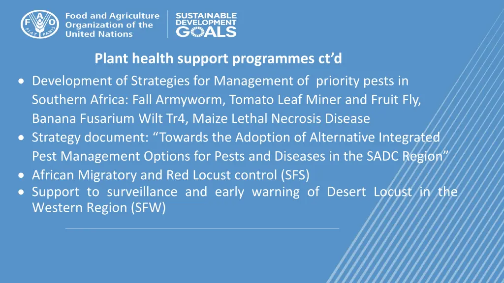 plant health support programmes ct d development