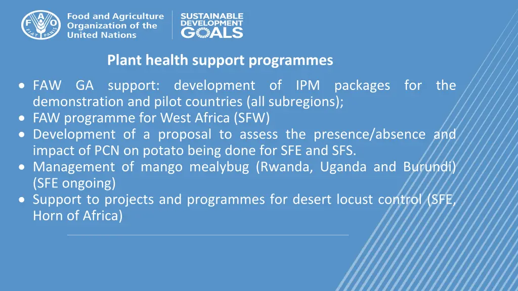 plant health support programmes faw ga support