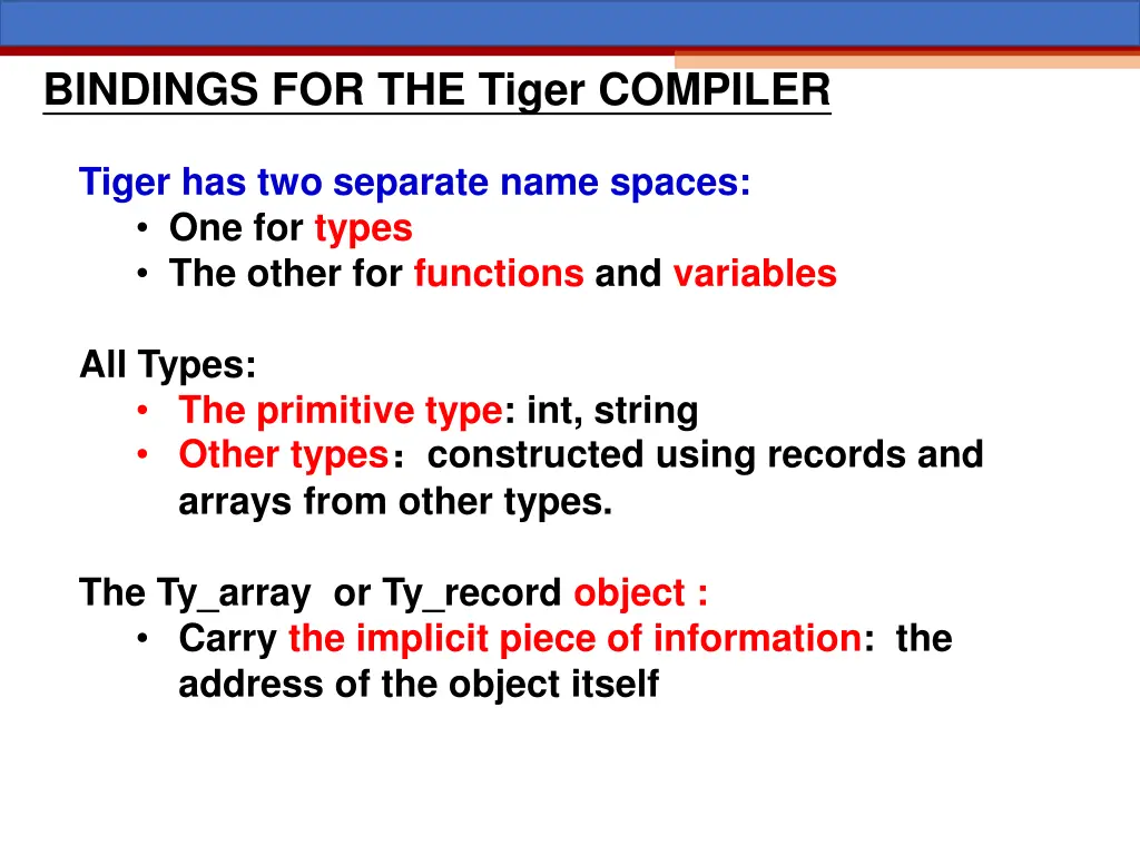 bindings for the tiger compiler