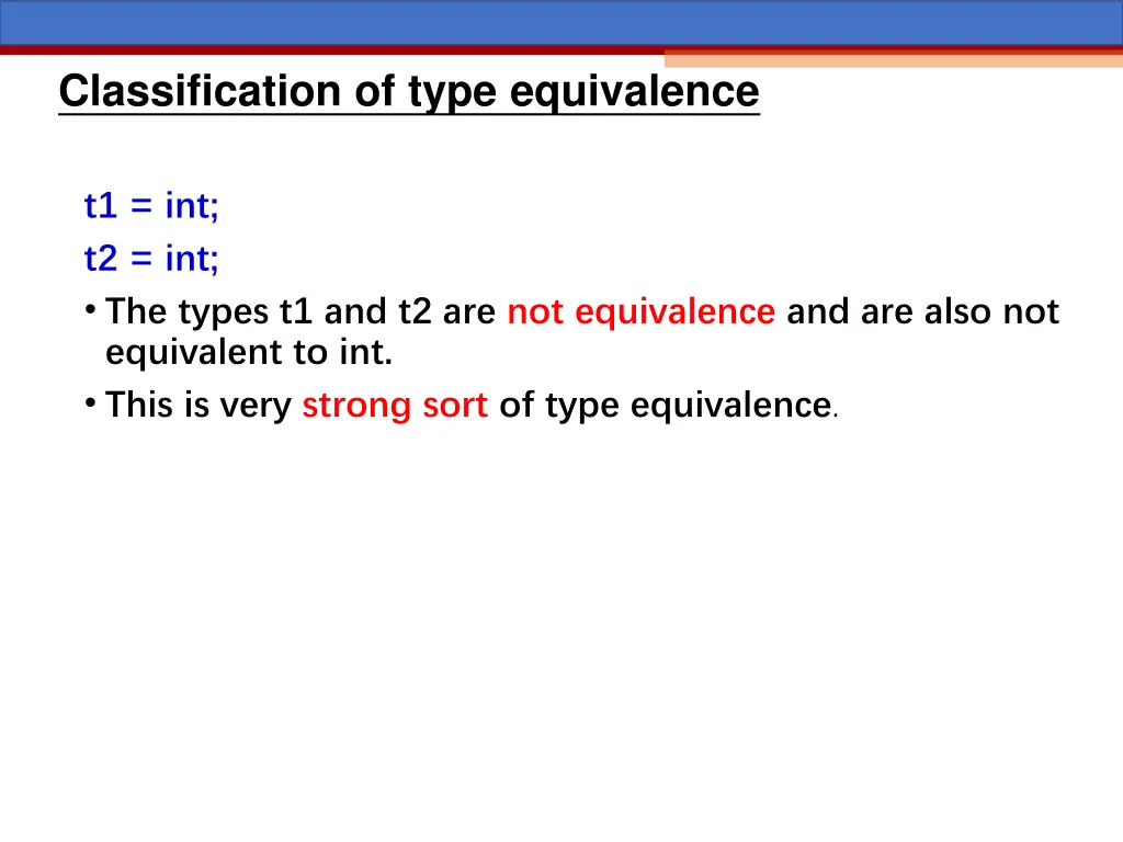 classification of type equivalence 1