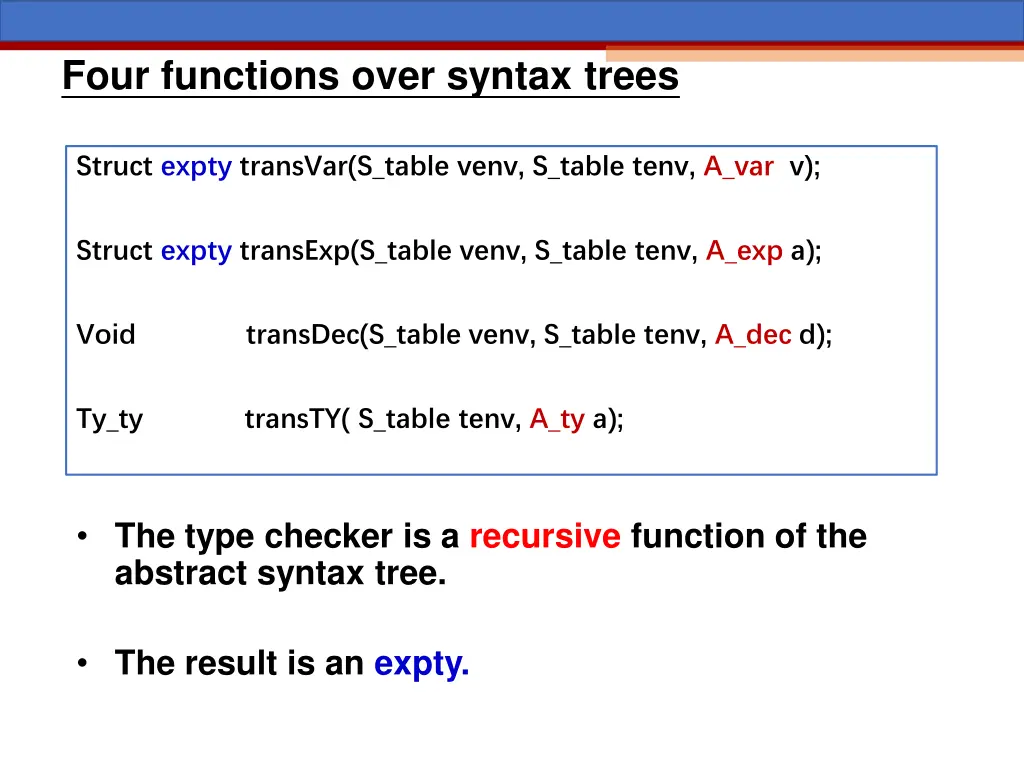 four functions over syntax trees