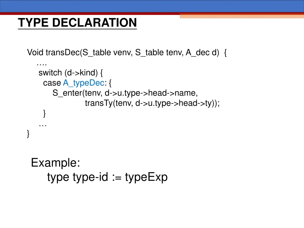 type declaration