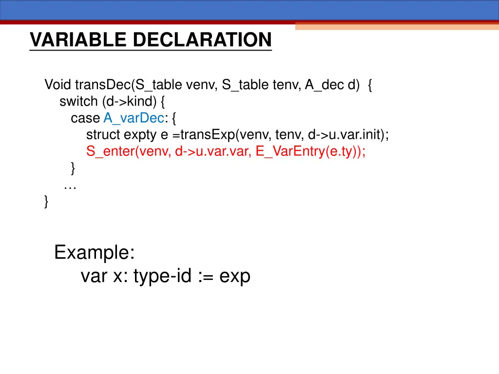 variable declaration