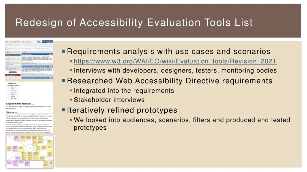 redesign of accessibility evaluation tools list