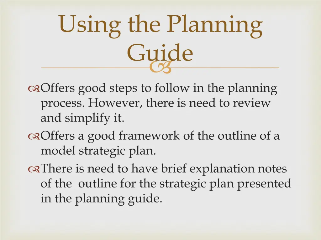 using the planning guide