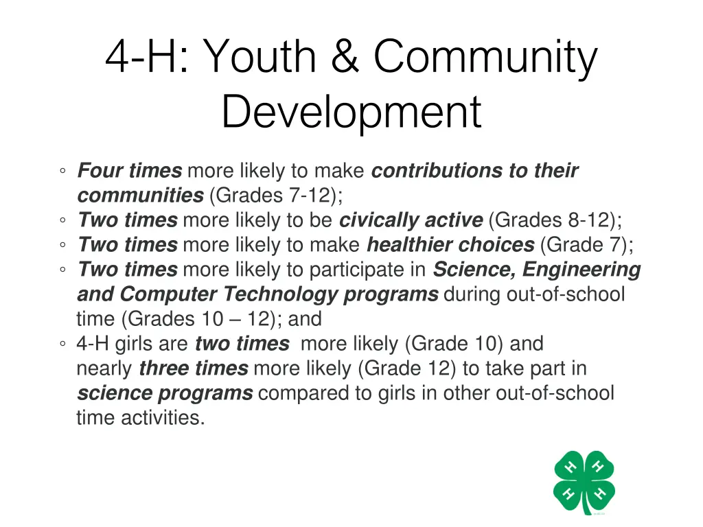 4 h youth community development 2