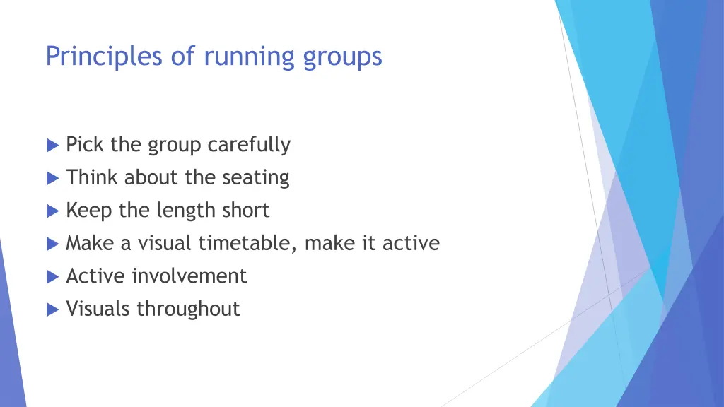 principles of running groups