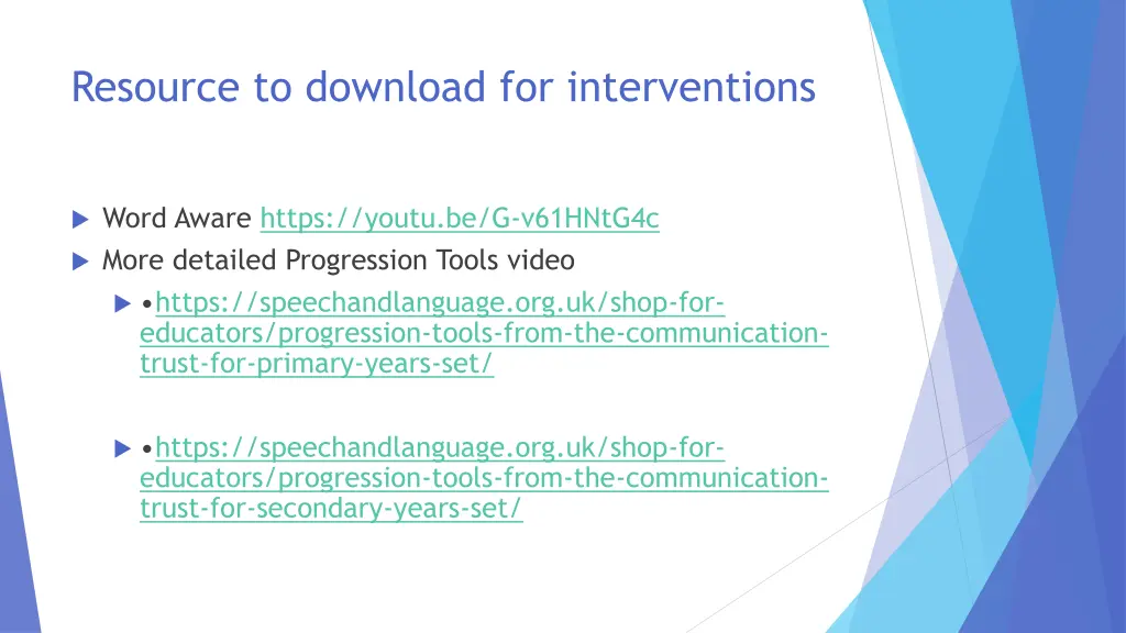 resource to download for interventions