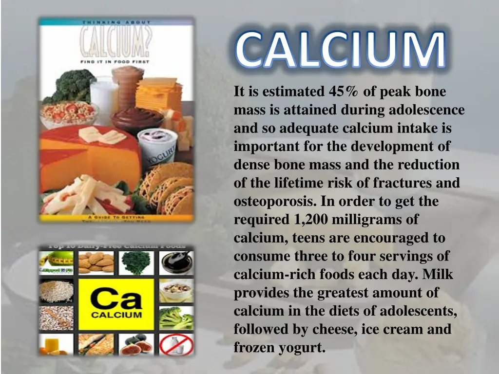 calcium it is estimated 45 of peak bone mass