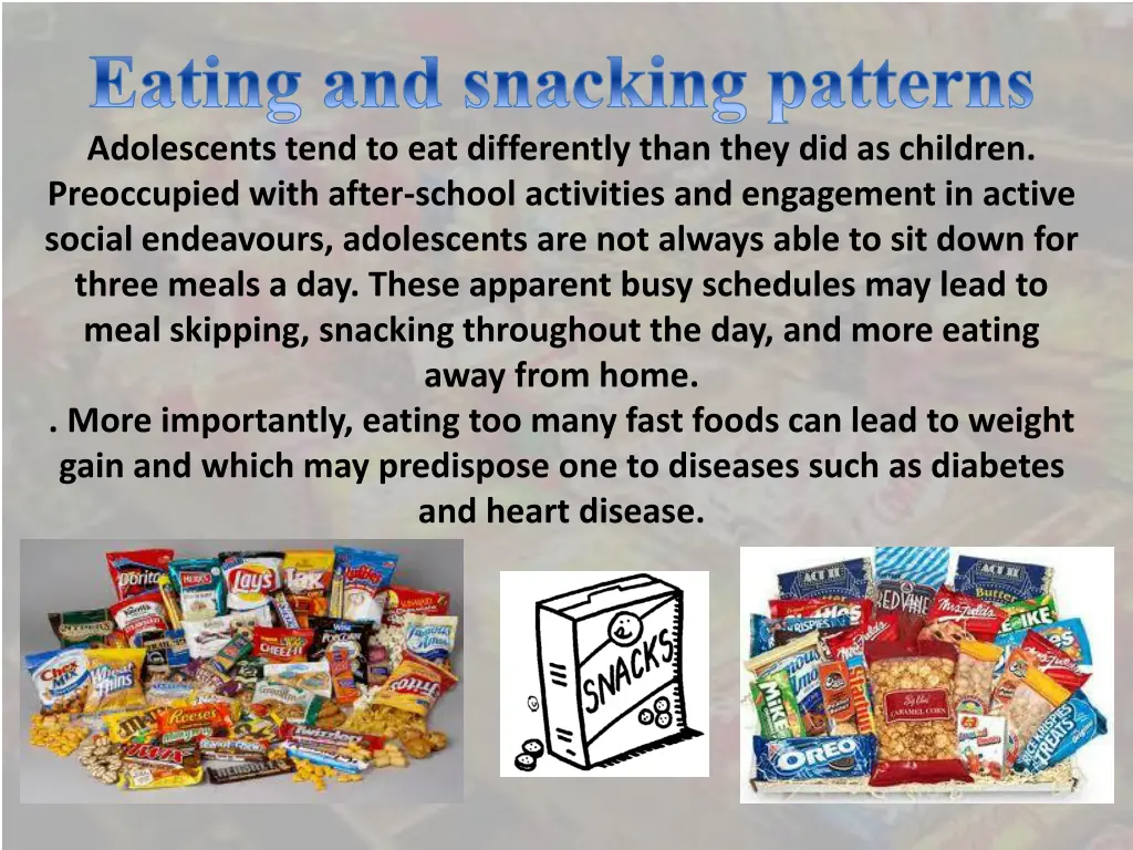 eating and snacking patterns adolescents tend