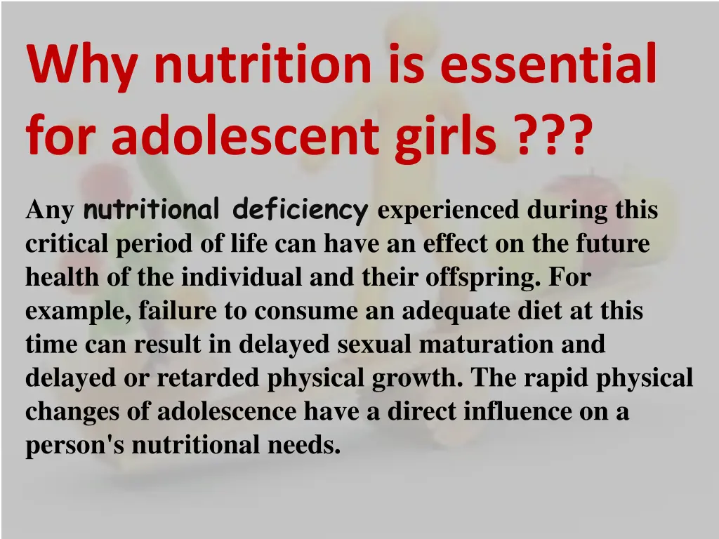 why nutrition is essential for adolescent girls