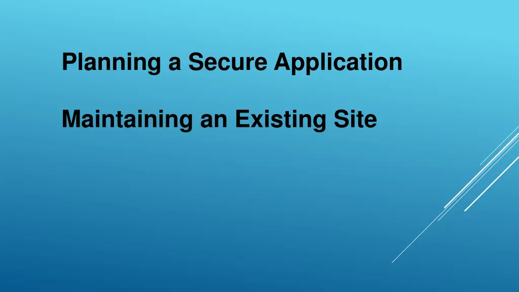 planning a secure application