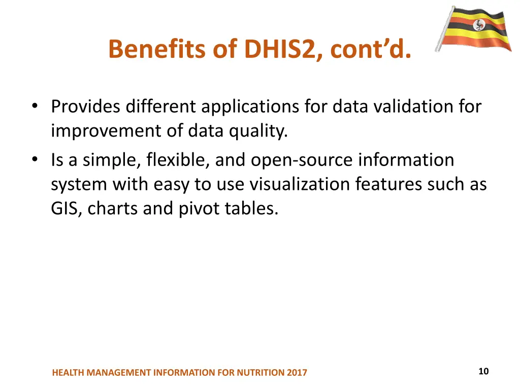 benefits of dhis2 cont d