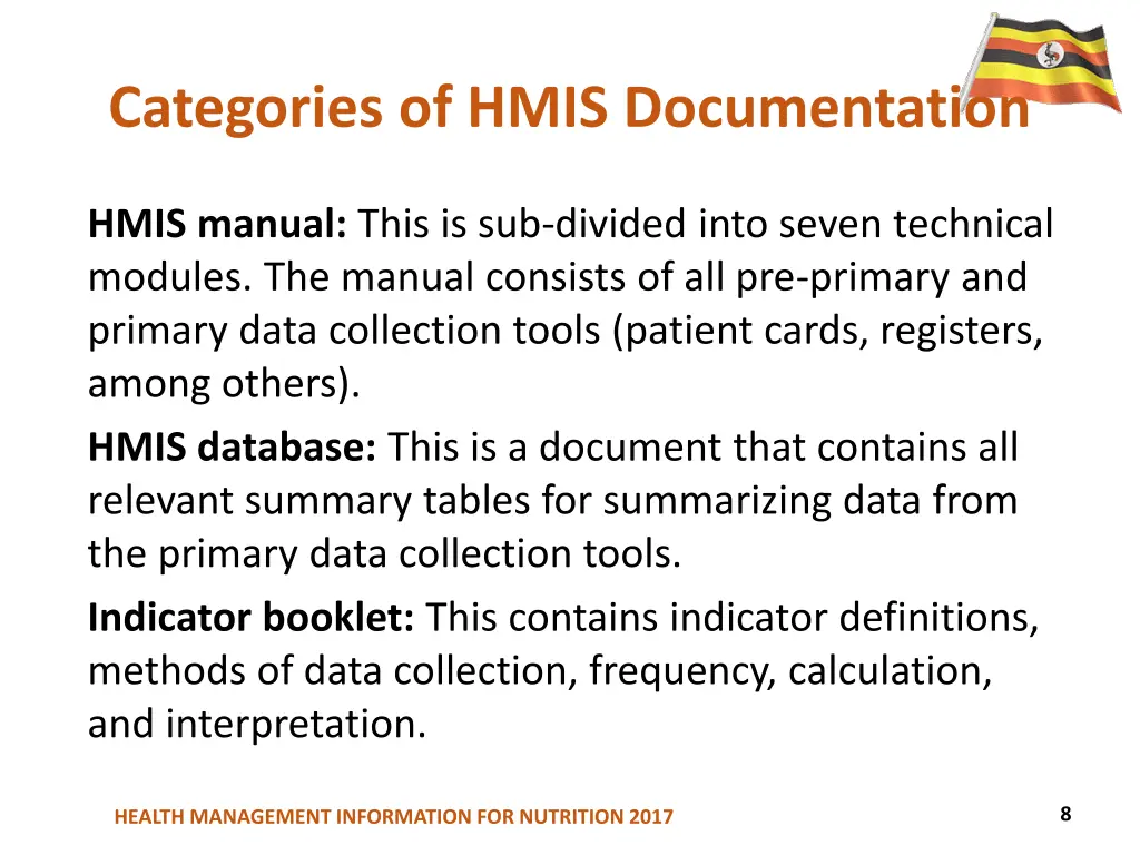 categories of hmis documentation