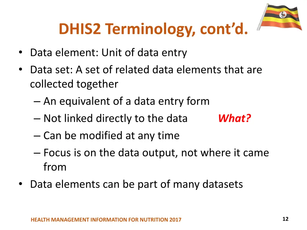 dhis2 terminology cont d