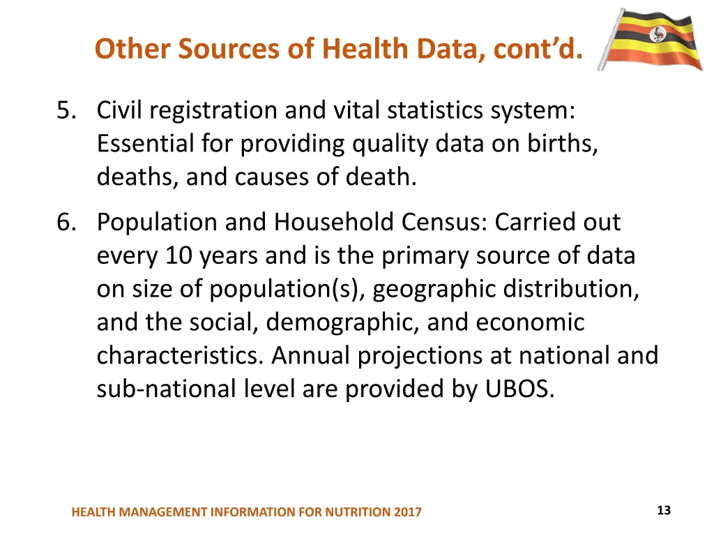 other sources of health data cont d